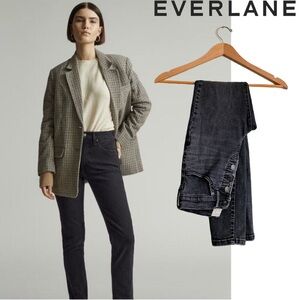 EVERLANE High Rise Authentic Stretch Modal Stretch Skinny Jeans Button Fly Black